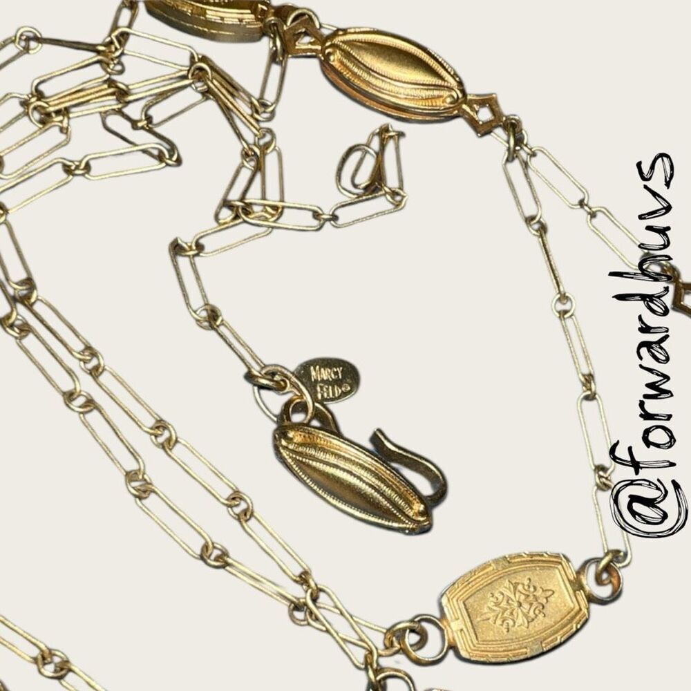 Vintage Gold Tone 46” Marcy Feld Necklace